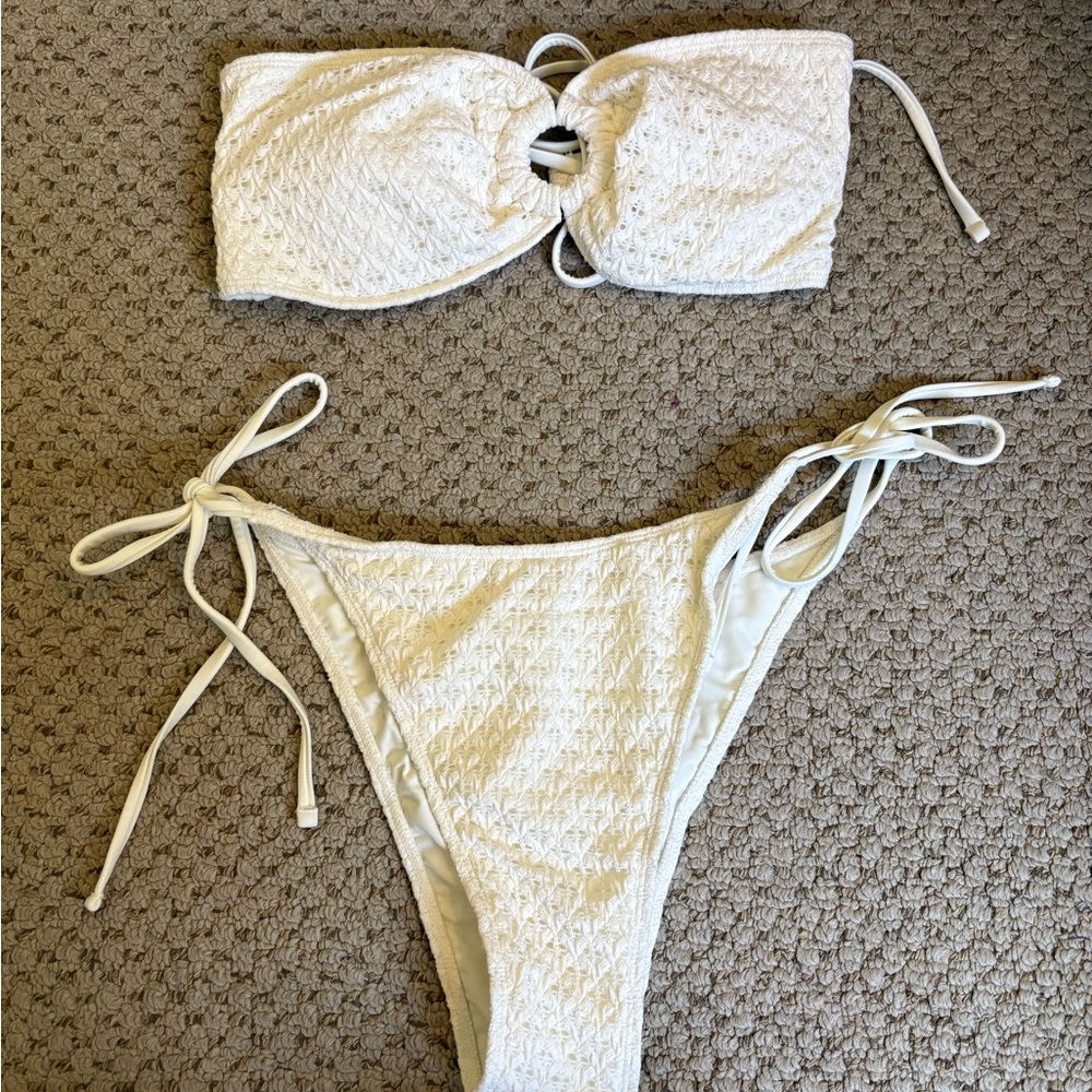 White Textured Bikini Set - Never worn!